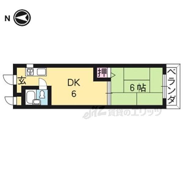 グランディール嵯峨 405｜京都府京都市右京区太秦前ノ田町(賃貸マンション1DK・4階・25.02㎡)の写真 その2