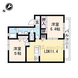 ＣＬＡＩＲ嵯峨 2階2LDKの間取り
