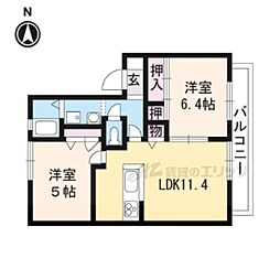 ＣＬＡＩＲ嵯峨 1階2LDKの間取り