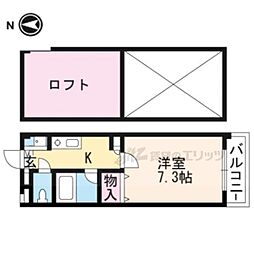 メイプル等持院 3階1Kの間取り