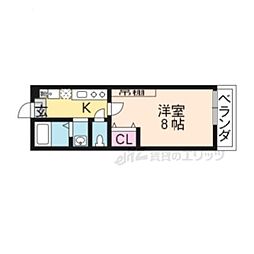 京福電気鉄道北野線 北野白梅町駅 徒歩15分の賃貸マンション 2階1Kの間取り
