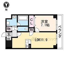 JR山陰本線 二条駅 徒歩7分の賃貸マンション 2階1LDKの間取り