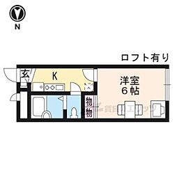 阪急嵐山線 松尾大社駅 徒歩8分の賃貸アパート 2階1Kの間取り