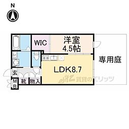 阪急京都本線 桂駅 徒歩8分の賃貸マンション 1階1LDKの間取り