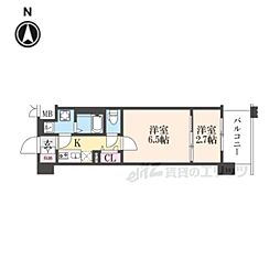ソルテラスKYOTO西大路 瑠 2Kの間取図画像