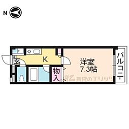 京福電気鉄道北野線 北野白梅町駅 徒歩10分の賃貸マンション 2階1Kの間取り