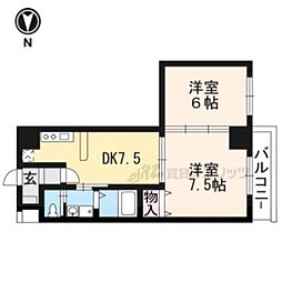 阪急京都本線 西京極駅 徒歩15分の賃貸マンション 2階2DKの間取り