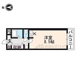 ニューポート内田 2階1Kの間取り