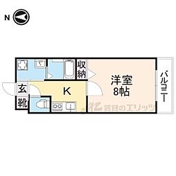 JR山陰本線 二条駅 徒歩6分の賃貸マンション 2階1Kの間取り