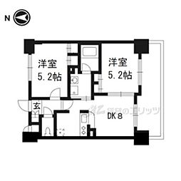 JR東海道・山陽本線 西大路駅 徒歩10分の賃貸マンション 2階2DKの間取り