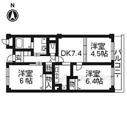 ヴィラ・アルシオーネ 3階2LDKの間取り