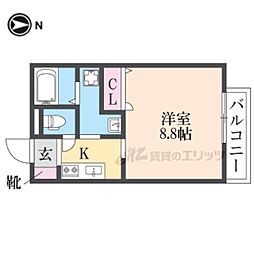 アーベルハイム 1Kの間取図画像