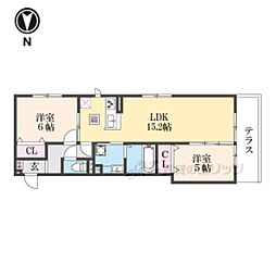 カーサ小米 2LDKの間取図画像