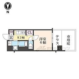 アクアプレイス京都千本丸太町 1Kの間取図画像