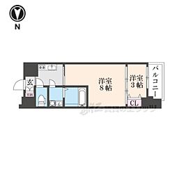 アクアプレイス京都千本丸太町 1DKの間取図画像