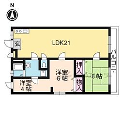 天草マンション 2LDKの間取図画像