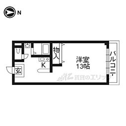 コムデザンファン ワンルームの間取図画像