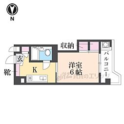 京都四条グランドハイツ 1Kの間取図画像