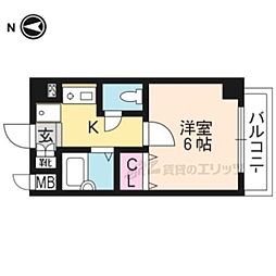 デトム・ワン千本智恵光院 1Kの間取図画像