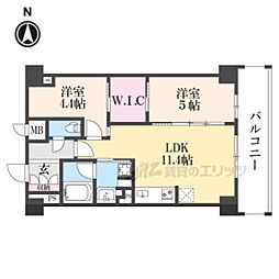 ジオエント四条大宮 2LDKの間取図画像