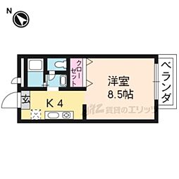 サンヴィレッジ大北山A 1Kの間取図画像