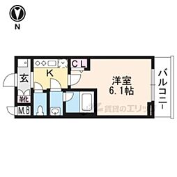エステムコート京都西院 1Kの間取図画像