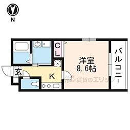 グランディール四条大宮 1Kの間取図画像