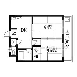 中川マンション 2DKの間取図画像