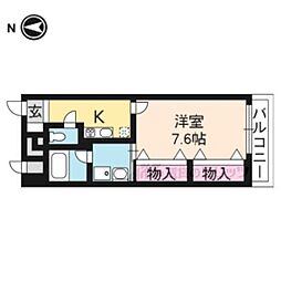 烏丸アネックス 1Kの間取図画像