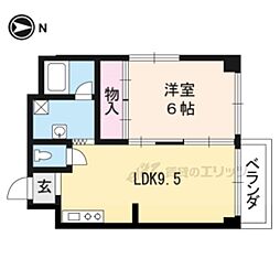 京都地下鉄東西線 東野駅 徒歩22分の賃貸マンション 4階1LDKの間取り