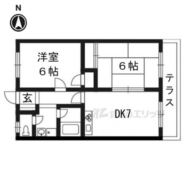 ケイチョウマンション 403｜京都府京都市伏見区桃山町立売(賃貸マンション2DK・4階・40.00㎡)の写真 その2