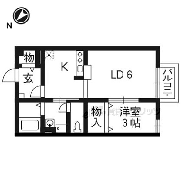 クレールコート 203｜京都府京都市伏見区石田内里町(賃貸アパート1LDK・2階・34.29㎡)の写真 その2