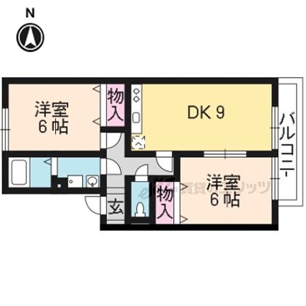 ウエストビレッジ桃山 B101｜京都府京都市伏見区桃山町日向(賃貸アパート2LDK・1階・50.42㎡)の写真 その2