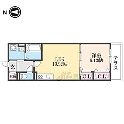 京阪本線 中書島駅 徒歩6分の賃貸アパート 1階1LDKの間取り
