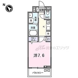 近鉄京都線 向島駅 徒歩8分の賃貸アパート 2階1Kの間取り