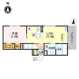 ＧＲＡＭＭ六地蔵Ｂ棟 1階1LDKの間取り