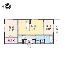 阪急京都本線 西京極駅 徒歩14分の賃貸アパート 3階2LDKの間取り
