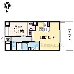 京阪宇治線 六地蔵駅 徒歩7分の賃貸アパート 1階1LDKの間取り