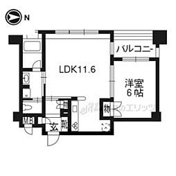 京都市営烏丸線 五条駅 徒歩1分の賃貸マンション 9階1LDKの間取り