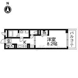 ライジングサン雅 1階1Kの間取り