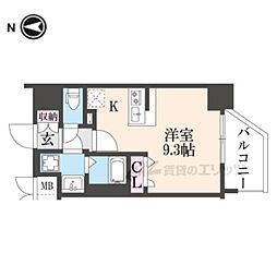 阪急京都本線 西院駅 徒歩15分の賃貸マンション 6階1Kの間取り