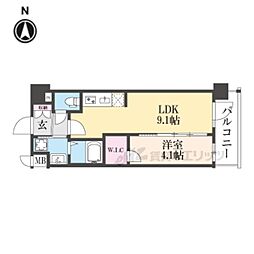 プレサンス十条凛華 4階1LDKの間取り