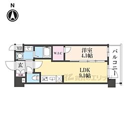 京都市営烏丸線 十条駅 徒歩4分の賃貸マンション 6階1LDKの間取り