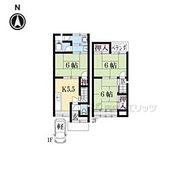 阪急京都本線 西向日駅 3.2kmの賃貸一戸建て 3DKの間取り