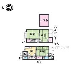 JR東海道・山陽本線 向日町駅 3.4kmの賃貸一戸建て 1階3DKの間取り