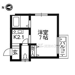 JR奈良線 稲荷駅 徒歩3分の賃貸アパート 2階1Kの間取り