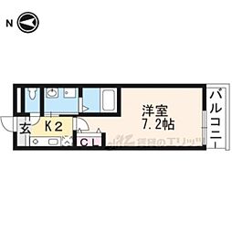 京阪本線 藤森駅 徒歩8分の賃貸アパート 3階1Kの間取り