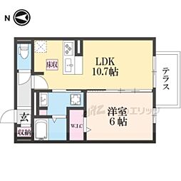 ヴィダ西京極 1階1LDKの間取り