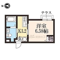 オリエント五条坂 1Kの間取図画像