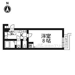 フラッティ丹波口 1Kの間取図画像